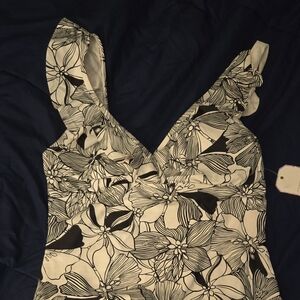 Floral Black and White Swimsuit